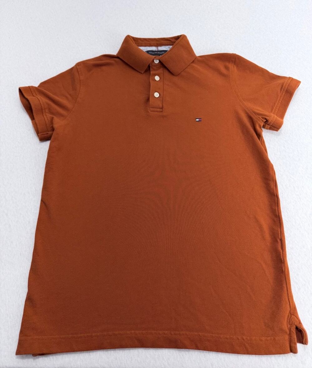 Tommy Hilfiger Men’s Slim Fit Classic Solid Stretch Mesh Polo Shirt Sz S Orange
